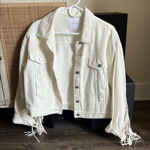 Lulus White Fringe Denim Jacket